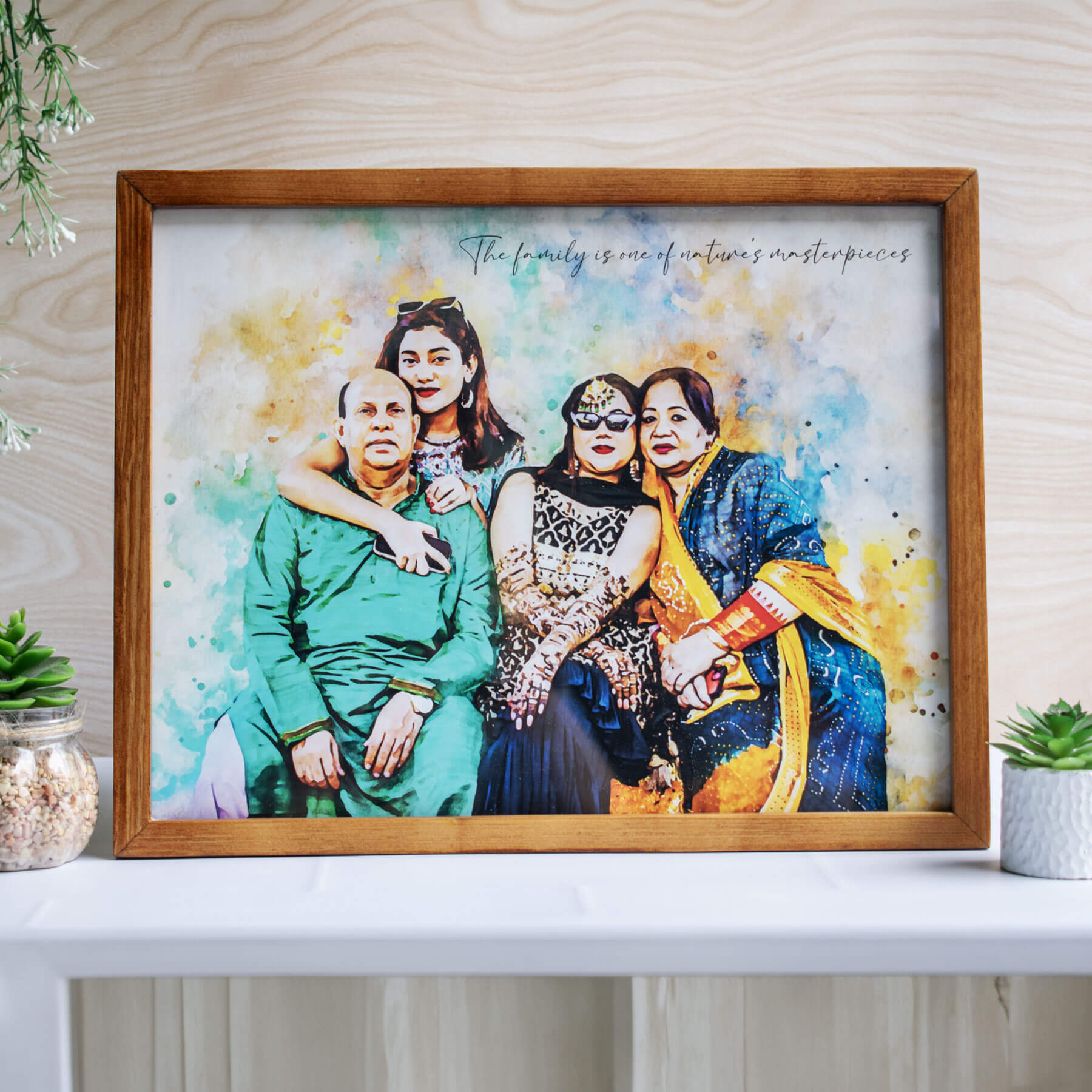 Watercolor Digital Portrait Photo Framed Print