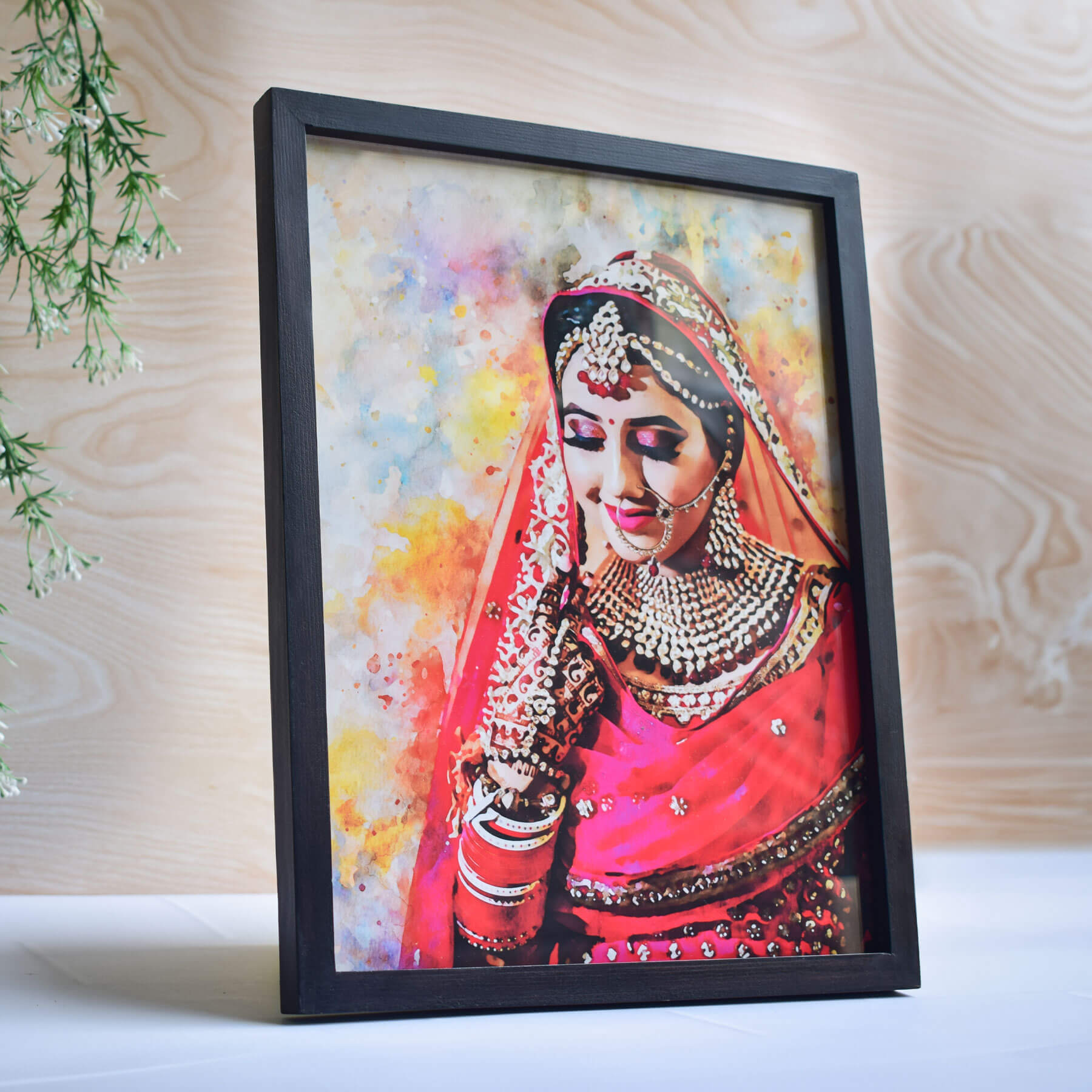 Watercolor Digital Portrait Photo Framed Print