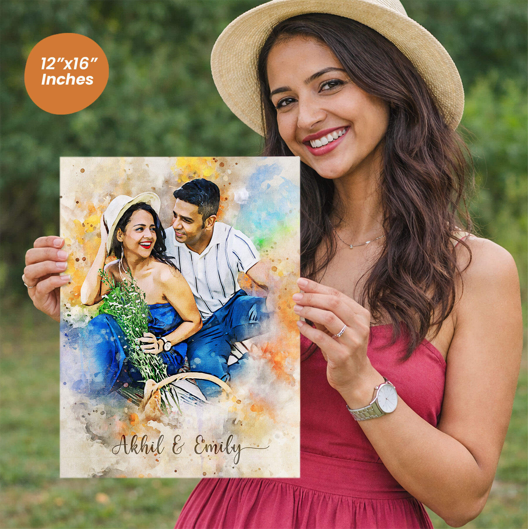 Watercolor Digital Portrait Canvas Painting