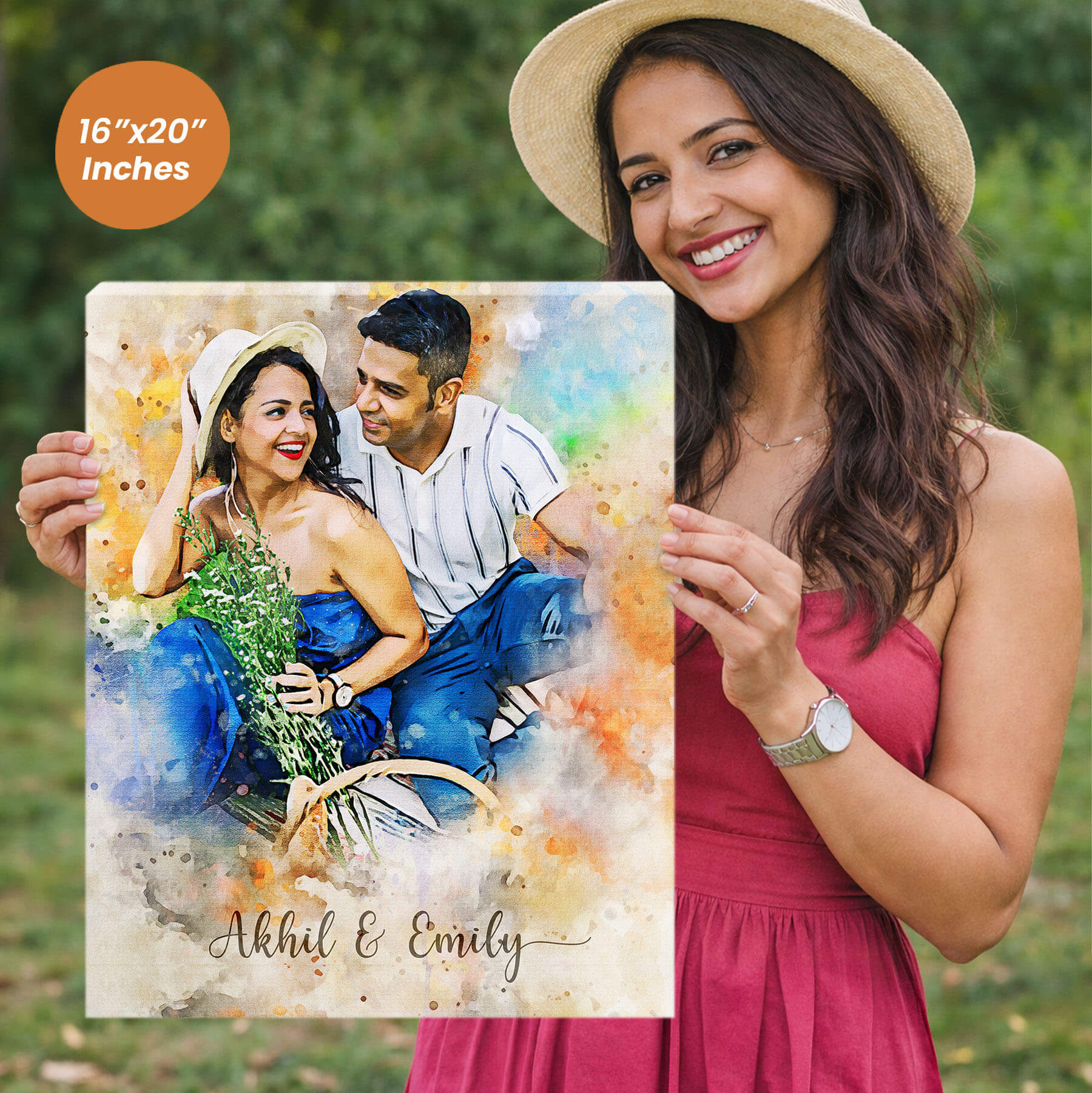 Watercolor Digital Portrait Canvas Painting
