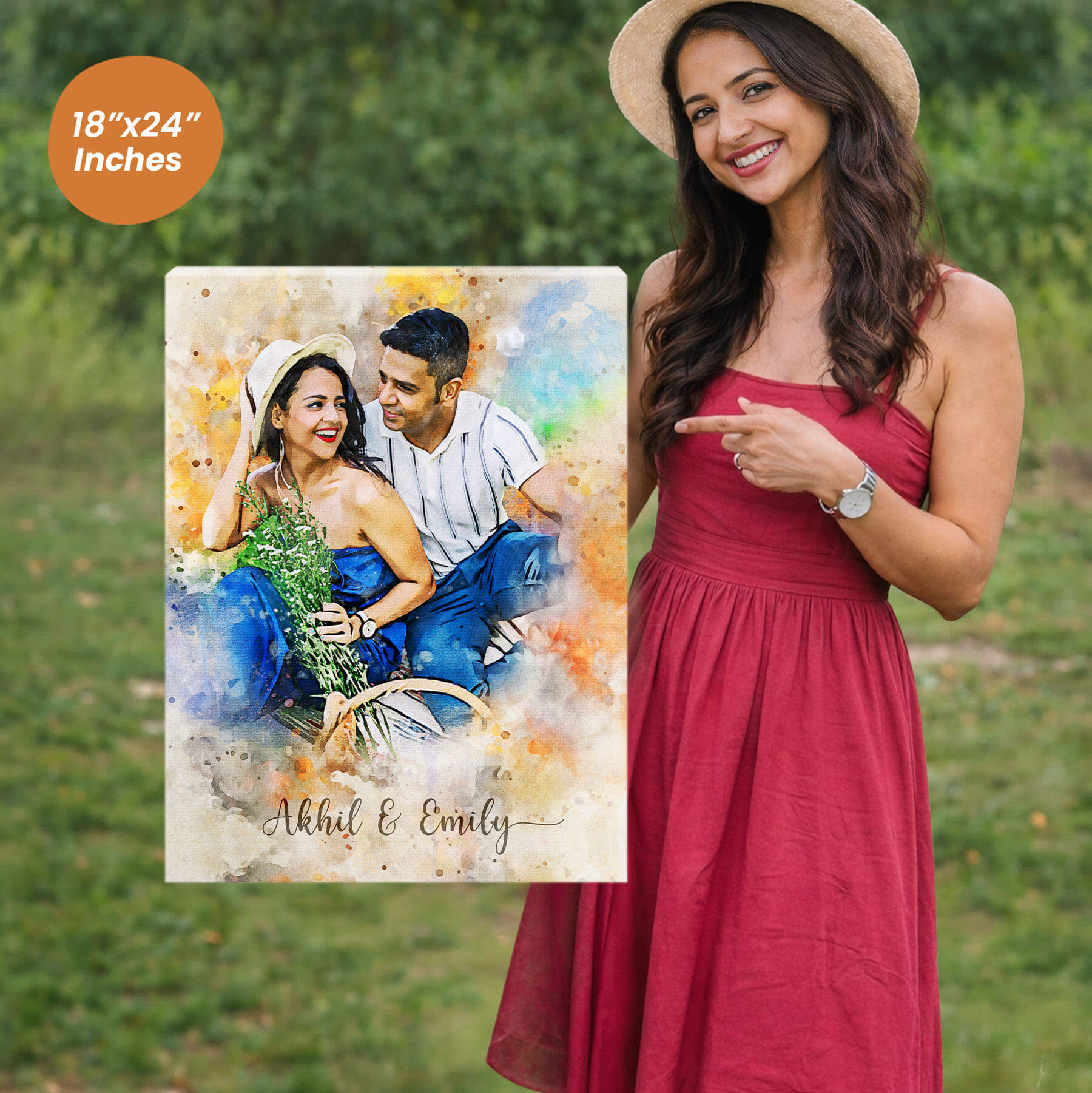 Watercolor Digital Portrait Canvas Painting