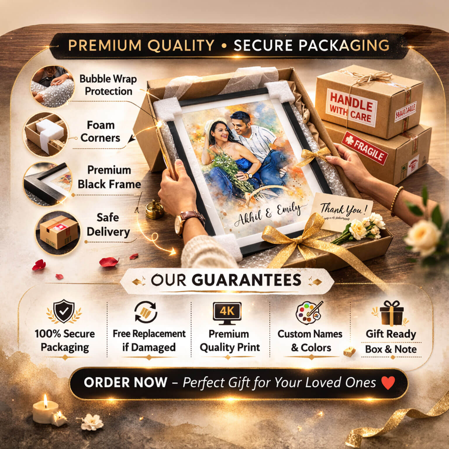 Watercolor Portrait Frame - Personalized Gift