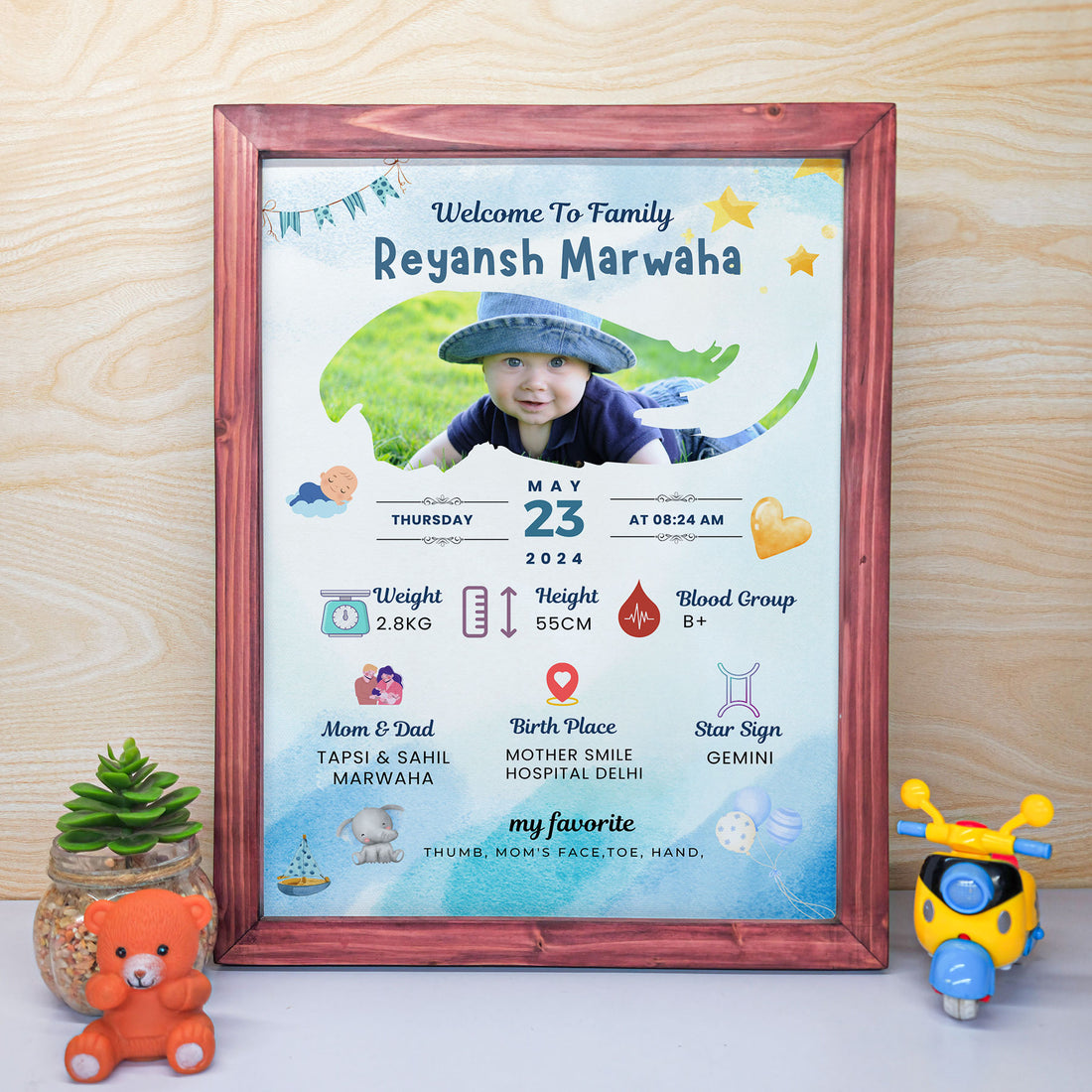 Newborn Arrival Announcement Bio Frame