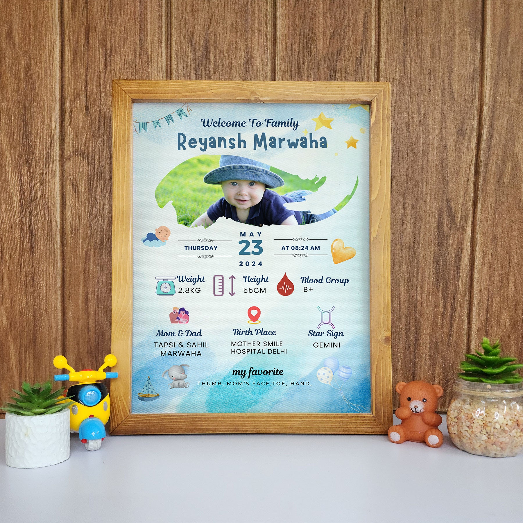 Newborn Arrival Announcement Bio Frame