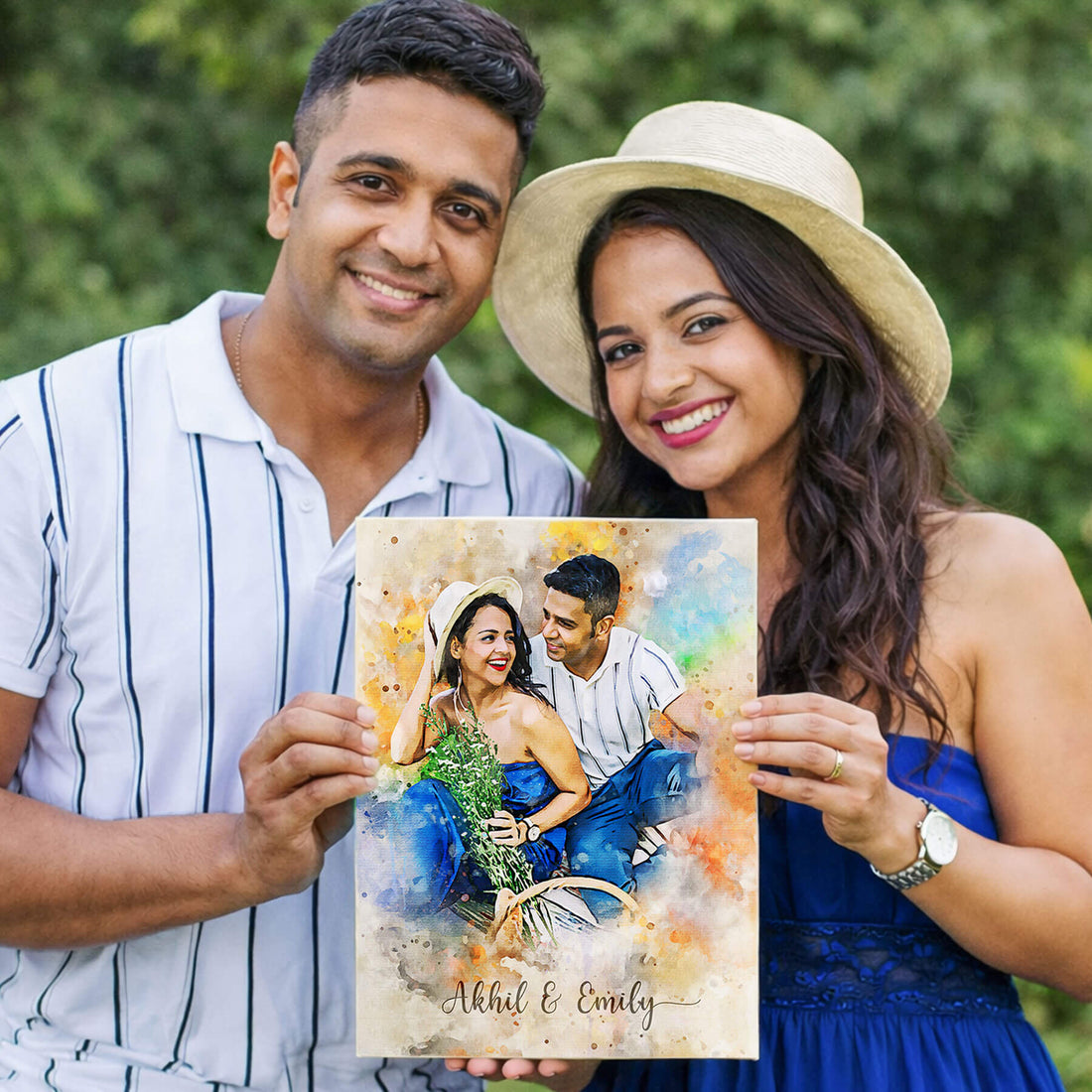 Watercolor Digital Portrait Canvas Painting