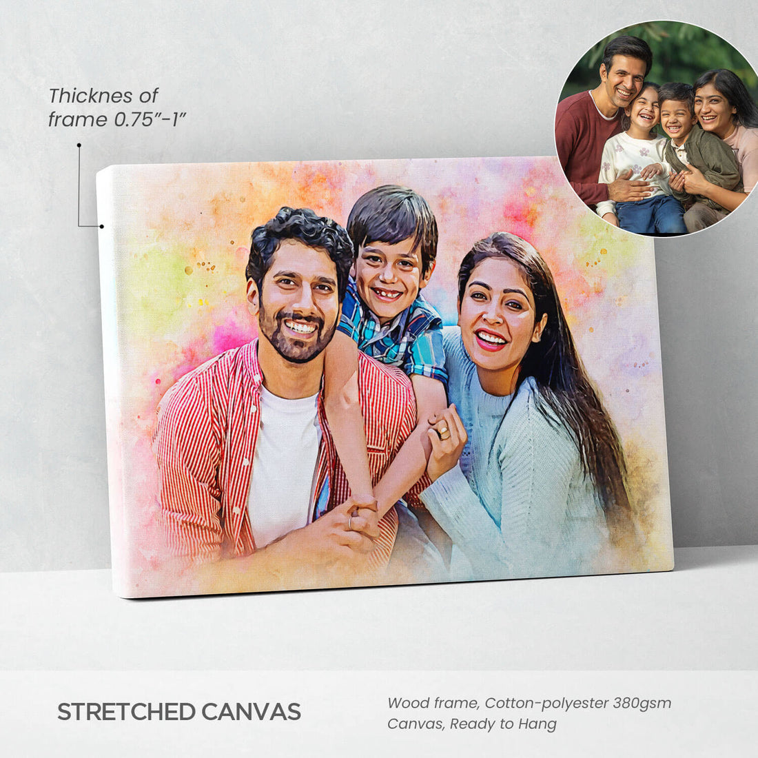 Watercolor Digital Portrait Canvas Painting