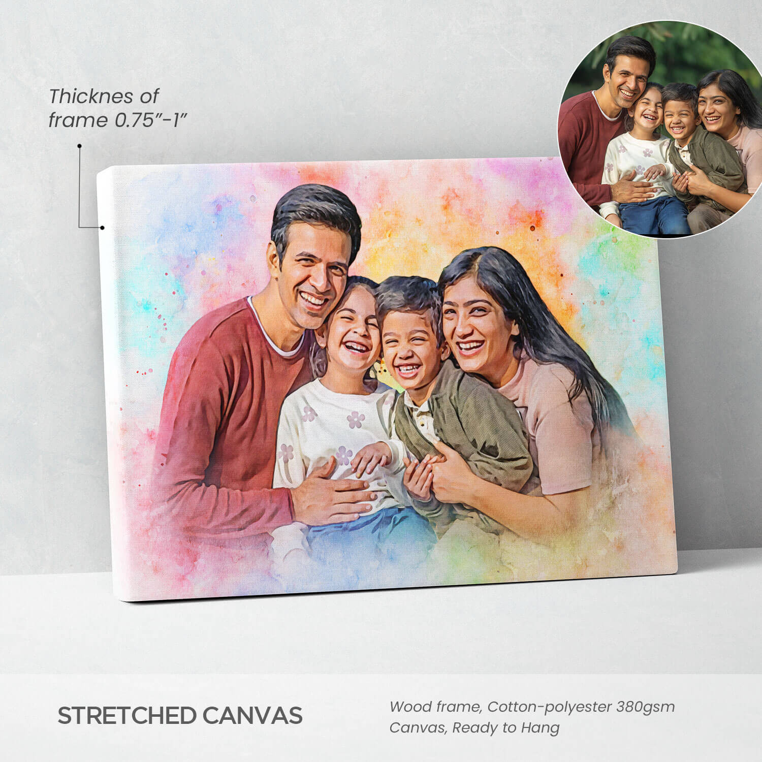 Watercolor Digital Portrait Canvas Painting