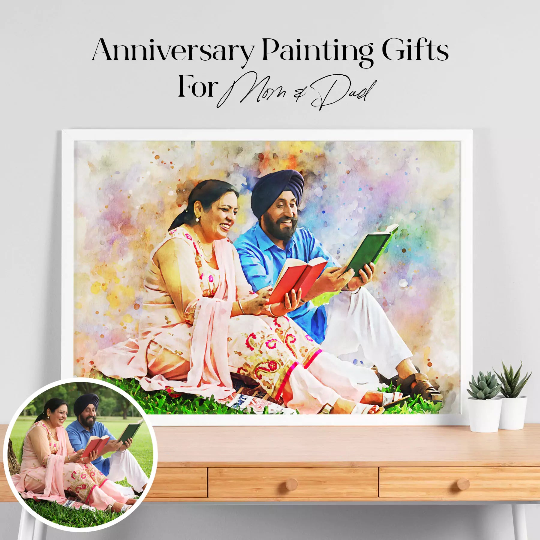 Watercolor Digital Portrait Photo Framed Print