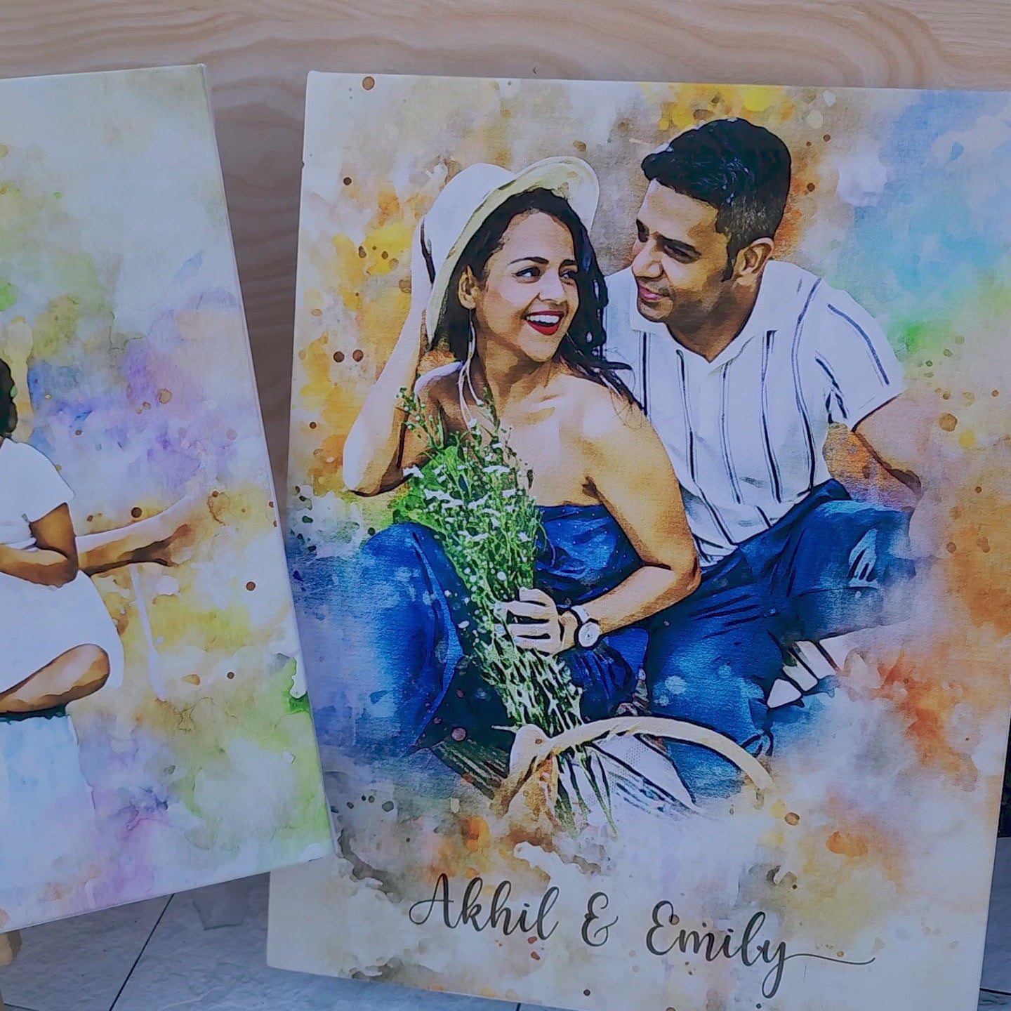 Watercolor Digital Portrait Canvas Painting