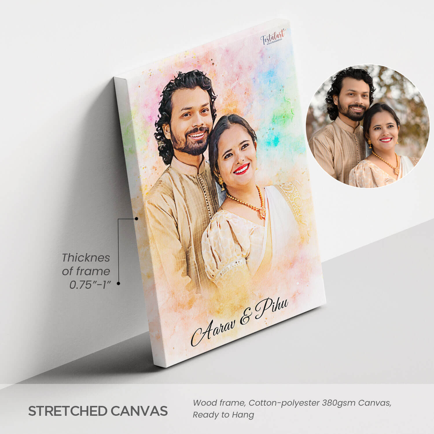Watercolor Digital Portrait Canvas Painting
