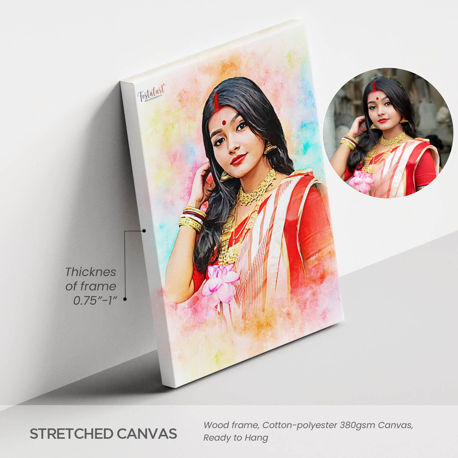 Watercolor Digital Portrait Canvas Painting