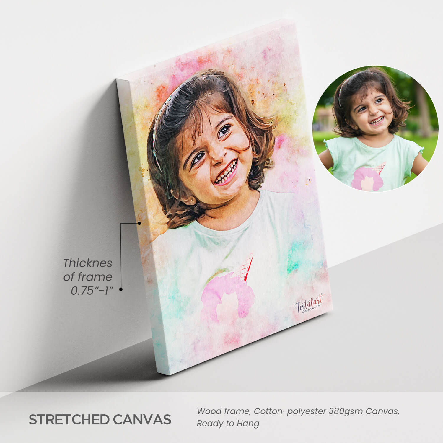 Watercolor Digital Portrait Canvas Painting