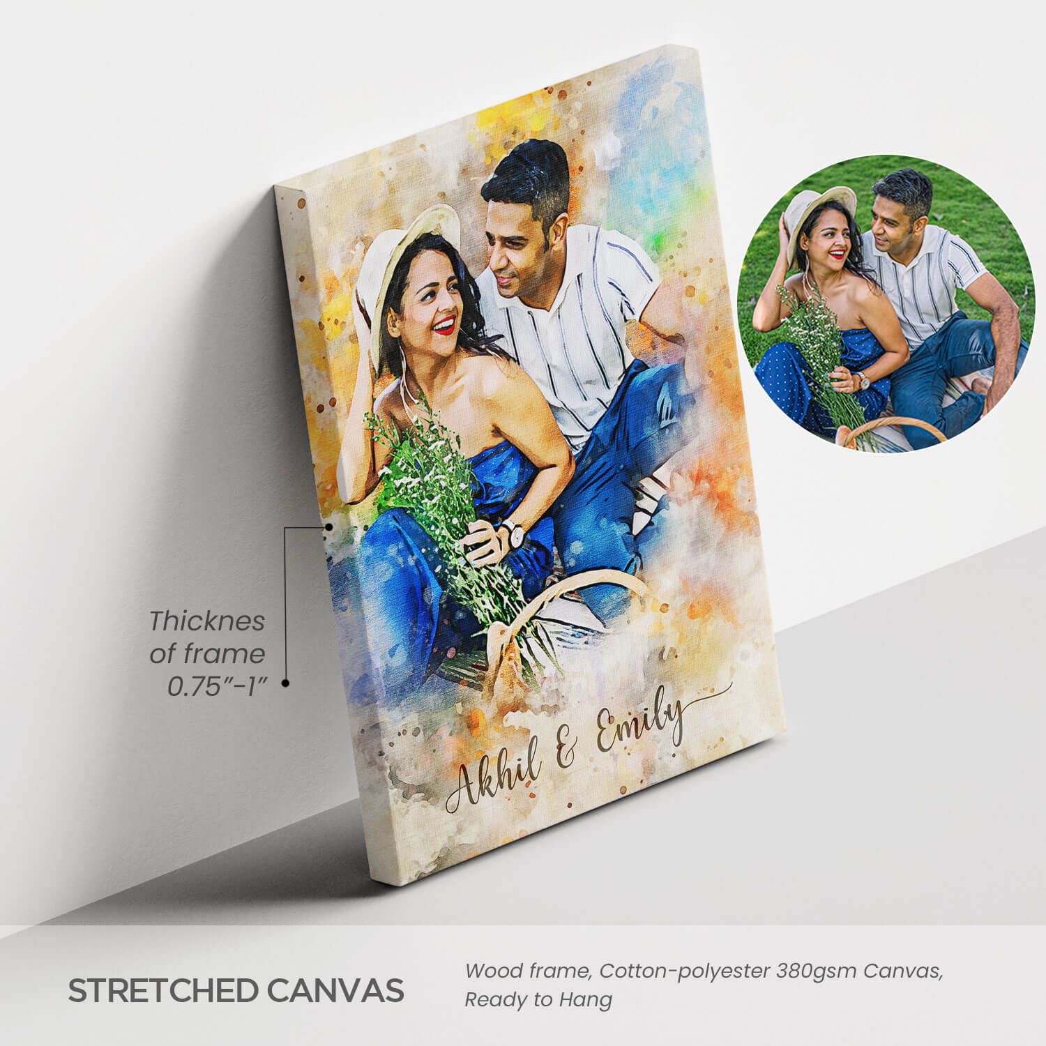 Watercolor Digital Portrait Canvas Painting
