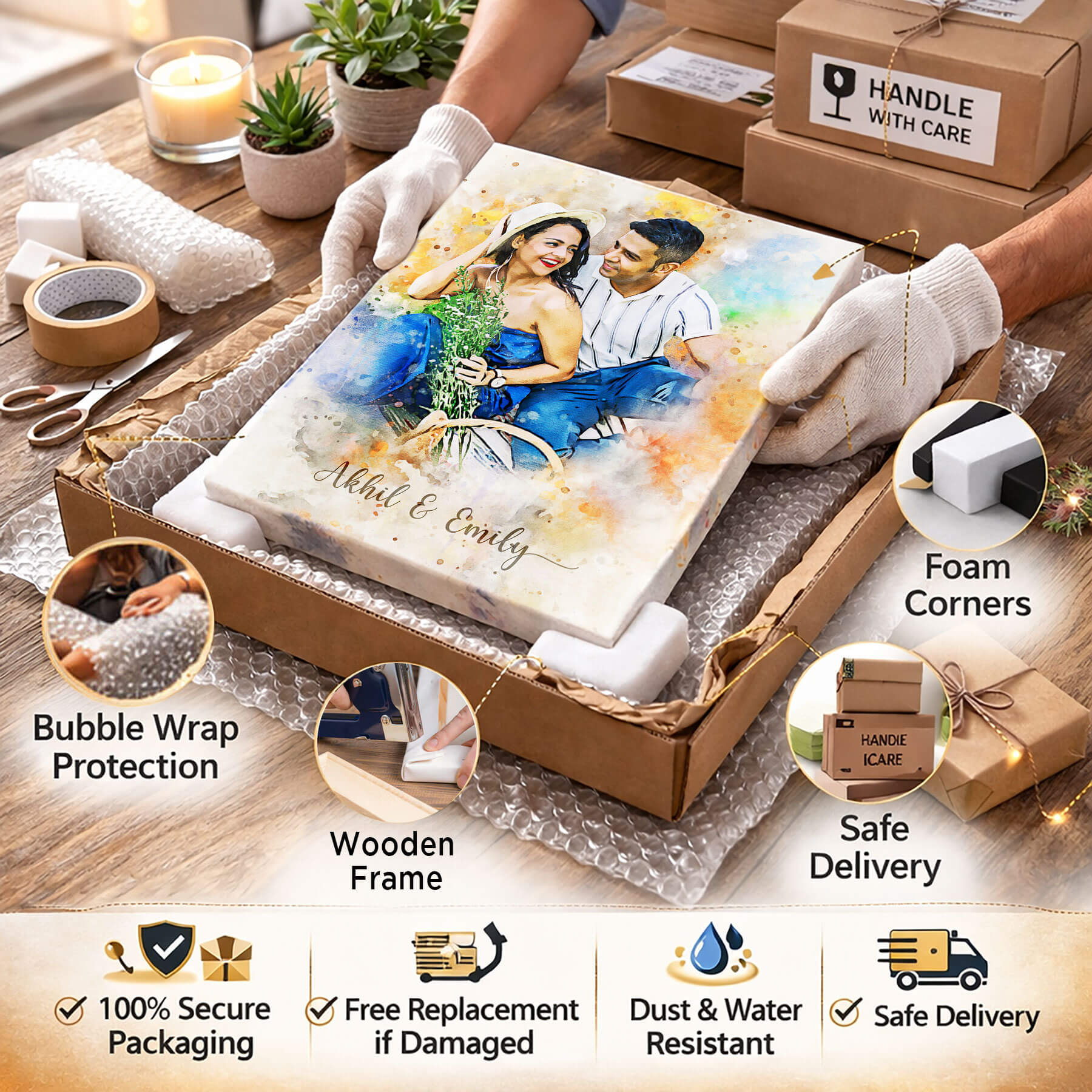Watercolor Digital Portrait Canvas Painting
